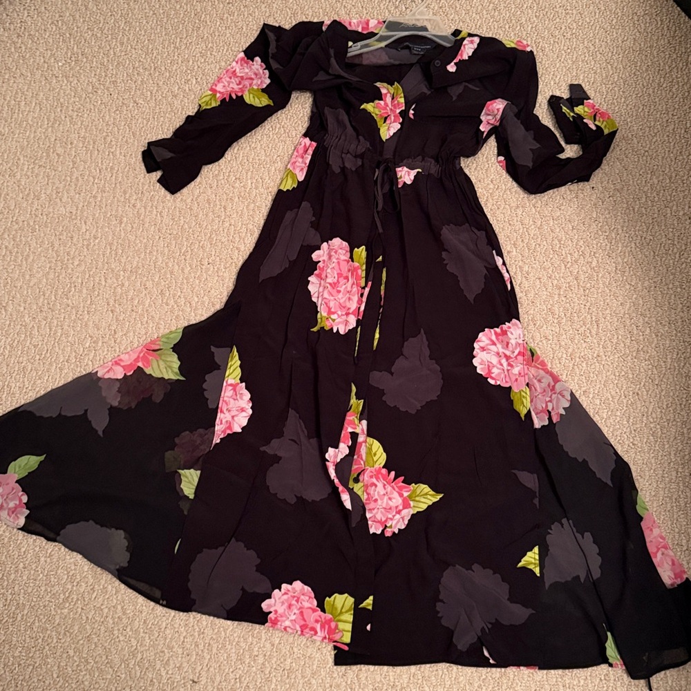 French Connection Black and Pink Floral Long Sleeve Dress - Picture 5 of 5